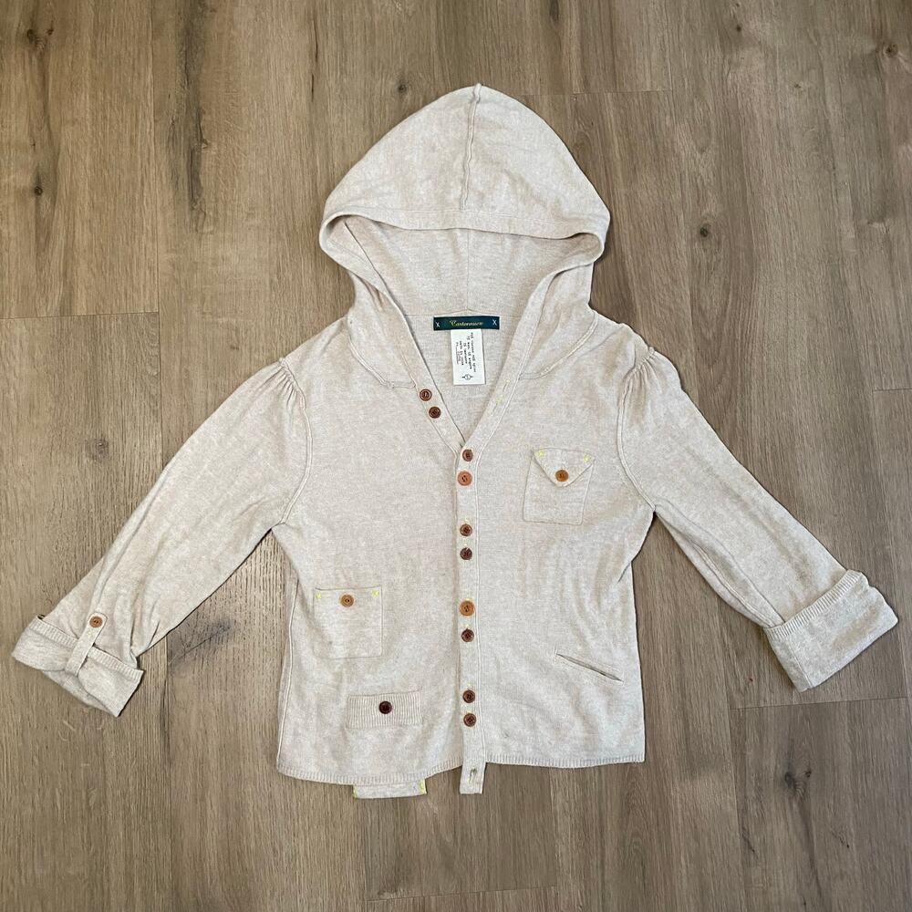 Rabbit Hair, Wool & Cashmere Blend Lightweight Button Down Pullover Knit Hoodie
